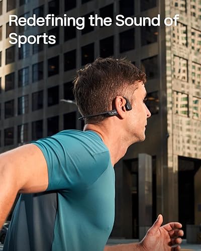 SHOKZ OpenRun Pro 2 Bone Conduction Sport Headphones - Reflective Strip, Sweat Resistant - Secure Fit, Wireless - Deep Bass, Smart Mic App