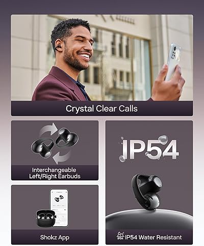 Wireless Bluetooth Earbuds - SHOKZ OpenDots ONE - Dolby Audio - Water Resistant - 40 hr Playtime