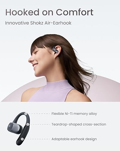 SHOKZ OpenFit Air True Wireless Earbuds - Black, Water Resistant, Secure Fit