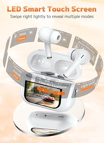 Huizhou Liying Bluetooth 5.4 Wireless Earbuds with Touch Screen, ANC/ENC, 48H Playtime - Bass Stereo Sound - Laptop, Android/iOS, Pad