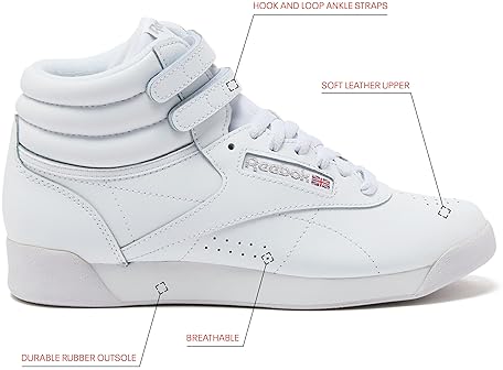 Reebok Women's Freestyle Hi High Top Sneakers in Black or White, Women's Sizes 5-12