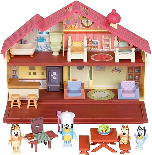 MOOSE TOYS BLUEY MEGA BUNDLE FAMILY HOME & BBQ PLAYSET - AMAZON EXCLUSIVE WITH 4 FIGURES & 13+ FURNITURE PIECES