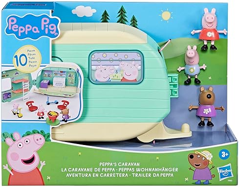 Hasbro Peppa Pig Caravan Playset with 3 Figures and 6 Accessories - Ideal Preschool Toy for Kids, Ages 3+