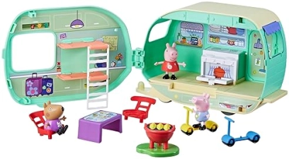 Hasbro Peppa Pig Caravan Playset with 3 Figures and 6 Accessories - Ideal Preschool Toy for Kids, Ages 3+