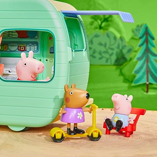 Hasbro Peppa Pig Caravan Playset with 3 Figures and 6 Accessories - Ideal Preschool Toy for Kids, Ages 3+