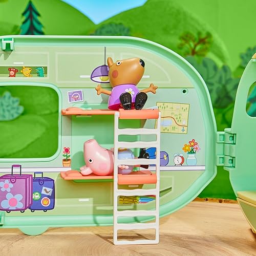 Hasbro Peppa Pig Caravan Playset with 3 Figures and 6 Accessories - Ideal Preschool Toy for Kids, Ages 3+