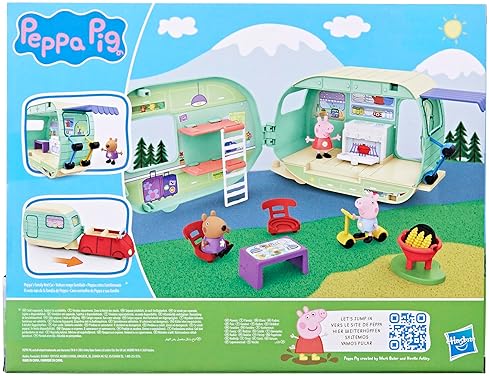 Hasbro Peppa Pig Caravan Playset with 3 Figures and 6 Accessories - Ideal Preschool Toy for Kids, Ages 3+