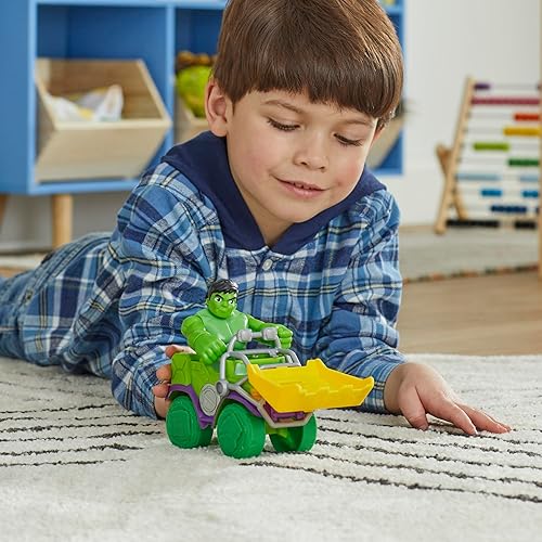 Marvel Spidey & Friends Hulk Smash Truck Set, Action Figure & Vehicle Toy, Preschool Superhero