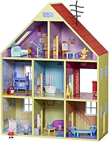 Hasbro Peppa Pig Wooden Playhouse Set with 8 Rooms, Figures & Accessories, Eco-Friendly, Ages 3+ (Amazon Exclusive)