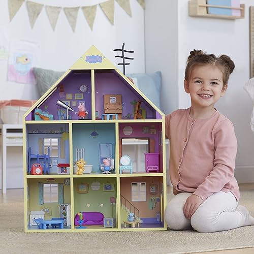 Hasbro Peppa Pig Wooden Playhouse Set with 8 Rooms, Figures & Accessories, Eco-Friendly, Ages 3+ (Amazon Exclusive)