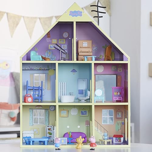 Hasbro Peppa Pig Wooden Playhouse Set with 8 Rooms, Figures & Accessories, Eco-Friendly, Ages 3+ (Amazon Exclusive)