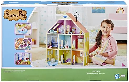 Hasbro Peppa Pig Wooden Playhouse Set with 8 Rooms, Figures & Accessories, Eco-Friendly, Ages 3+ (Amazon Exclusive)