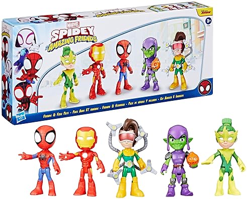 Marvel Spidey and Friends Action Figures Pack, 5 Figures, 4-Inch, Ages 3+ (Amazon Exclusive)