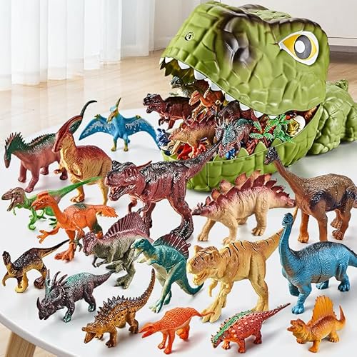 Vanvimen Toys Jurassic Dinosaur Toys Set with Carrier Track - Ideal Gifts for Boys 3-7 Years Old