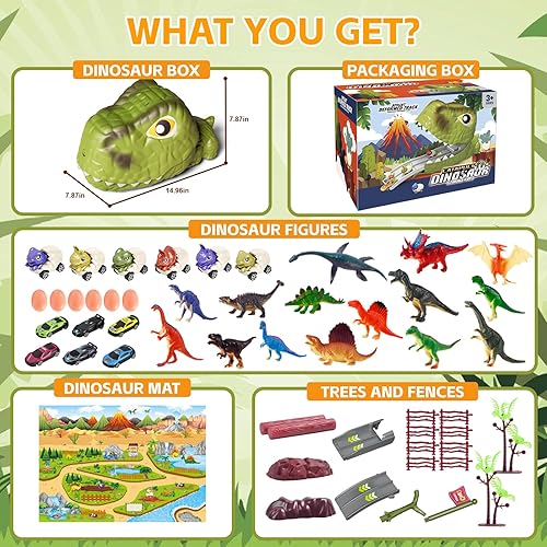Vanvimen Toys Jurassic Dinosaur Toys Set with Carrier Track - Ideal Gifts for Boys 3-7 Years Old