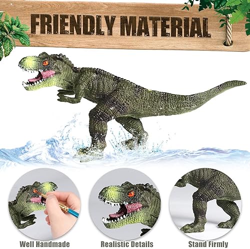 OENUX Realistic Dinosaur Toy Set with Educational Booklet for Kids Ages 3-5, 12pcs - T-Rex, Triceratops, Dino Learning Toy - Ages 4-7
