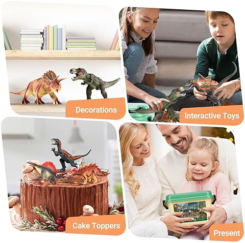OENUX Realistic Dinosaur Toy Set with Educational Booklet for Kids Ages 3-5, 12pcs - T-Rex, Triceratops, Dino Learning Toy - Ages 4-7