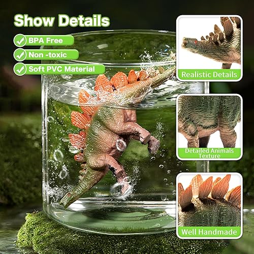 RISUNTOY Realistic Dinosaur Toys Playset for Kids 3-5 Years, 45PCS Jurassic Figures with Eggs&Trees, Educational Gift