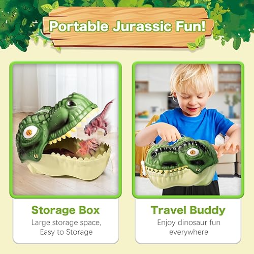 RISUNTOY Realistic Dinosaur Toys Playset for Kids 3-5 Years, 45PCS Jurassic Figures with Eggs&Trees, Educational Gift