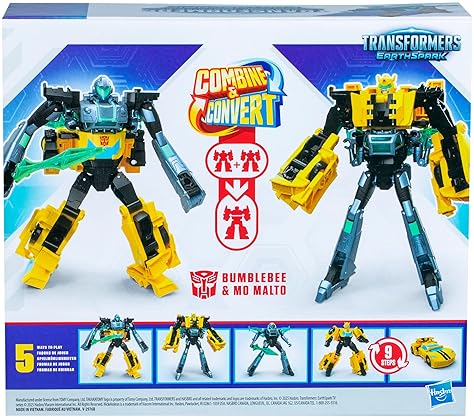 Hasbro Interactive Transformers EarthSpark Cyber-Combiner Bumblebee & Mo Malto Action Figures for Kids 6+"