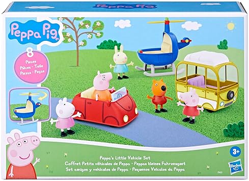 Hasbro Peppa Pig Little Vehicle Playset: Helicopter, Camper, Car, 5 Figures, Ages 3+, Preschool Toys