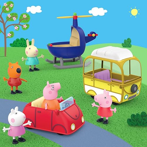 Hasbro Peppa Pig Little Vehicle Playset: Helicopter, Camper, Car, 5 Figures, Ages 3+, Preschool Toys