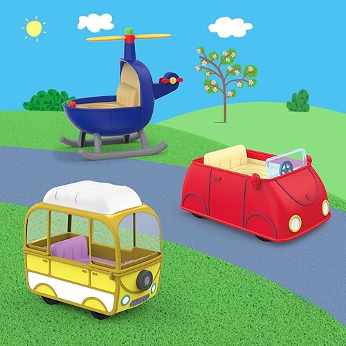 Hasbro Peppa Pig Little Vehicle Playset: Helicopter, Camper, Car, 5 Figures, Ages 3+, Preschool Toys