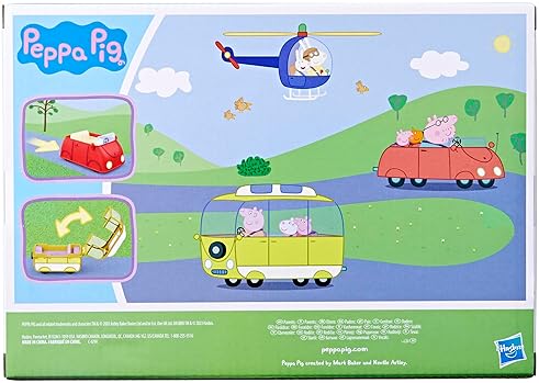Hasbro Peppa Pig Little Vehicle Playset: Helicopter, Camper, Car, 5 Figures, Ages 3+, Preschool Toys