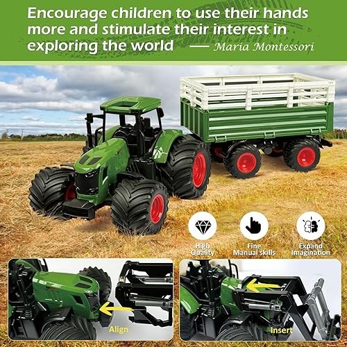 Joylike 62-Piece Farm Tractor Playset for Kids with Trailer, Barn, Accessories - Ages 3+