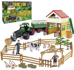 Joylike 62-Piece Farm Tractor Playset for Kids with Trailer, Barn, Accessories - Ages 3+
