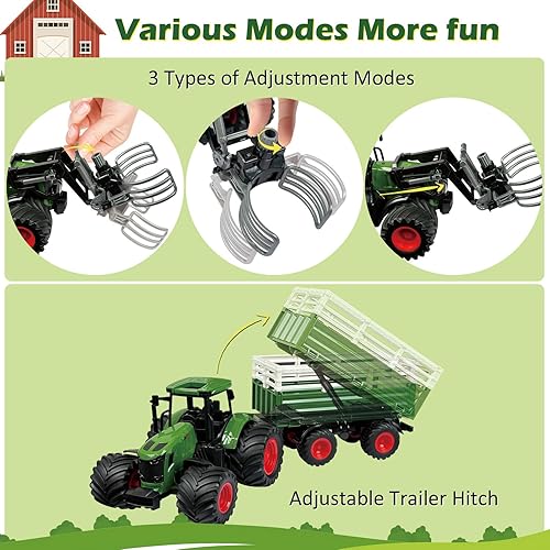 Joylike 62-Piece Farm Tractor Playset for Kids with Trailer, Barn, Accessories - Ages 3+