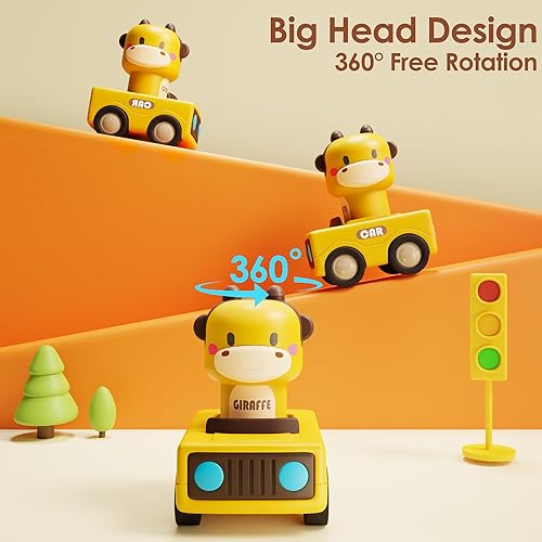 İPlay Baby Animal Racing Cars Set for Toddlers 1-3 - Push & Go Friction Toys