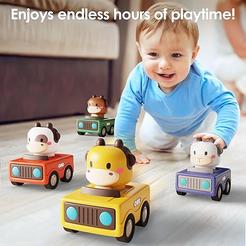 İPlay Baby Animal Racing Cars Set for Toddlers 1-3 - Push & Go Friction Toys