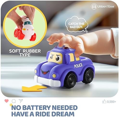 Bessome Soft Rubber Toy Car Set with Playmat & Storage Bag | 12 Cartoon Cars for 1-2 Year Olds | Birthday & Valentine Gift