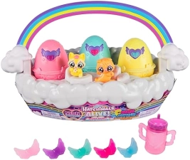 Spin Master Hatchimals Alive Neon Rainbow Spring Basket Toy with Self-Hatching Easter Eggs - Fun Gift for Kids Ages 3+
