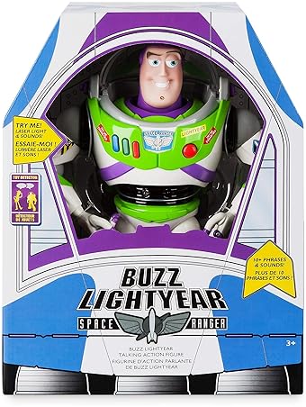 Disney Buzz Lightyear Talking Action Figure, Toy Story, 10+ English Phrases, Interactive with Other Toys