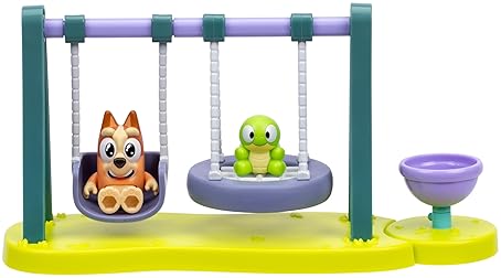 Moose Toys Bluey Mini Playset with Turtleboy Playground, Bingo Figure, Swing & Spin - Fun on the Playground!