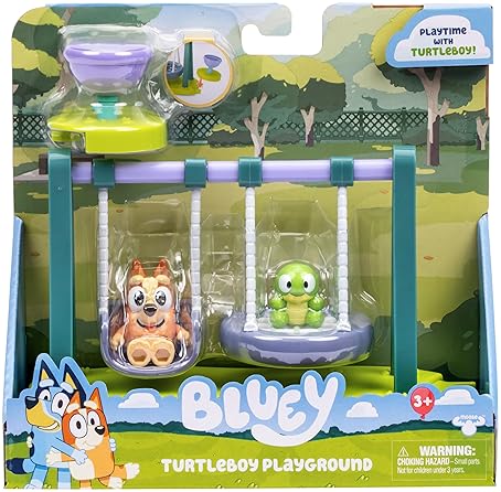 Moose Toys Bluey Mini Playset with Turtleboy Playground, Bingo Figure, Swing & Spin - Fun on the Playground!