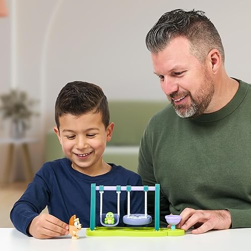 Moose Toys Bluey Mini Playset with Turtleboy Playground, Bingo Figure, Swing & Spin - Fun on the Playground!