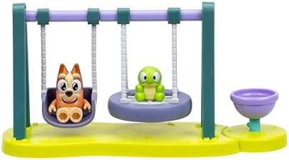Moose Toys Bluey Mini Playset with Turtleboy Playground, Bingo Figure, Swing & Spin - Fun on the Playground!