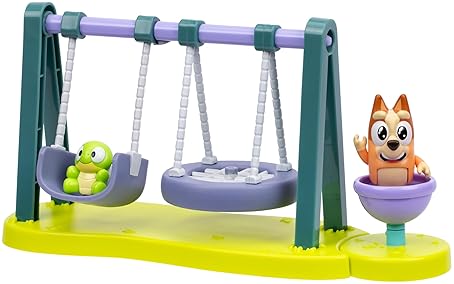 Moose Toys Bluey Mini Playset with Turtleboy Playground, Bingo Figure, Swing & Spin - Fun on the Playground!