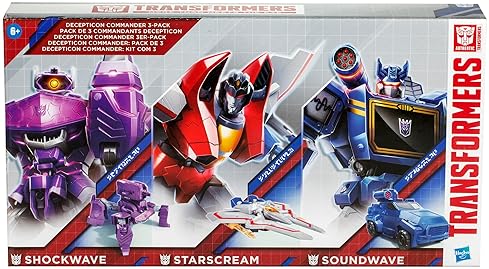 Hasbro Transformers Decepticon Commander 3-Pack - Starscream, Shockwave & Soundwave, Interactive Toys for Kids 6+ (Amazon Exclusive)