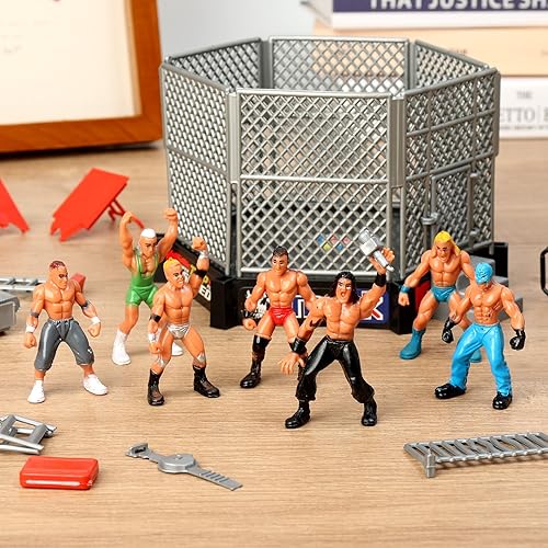 HAPTİME 32-Piece Wrestling Toys Playset with Action Figures & Accessories for Kids - Perfect Gift for Boys & Girls Ages 2-6