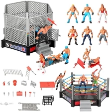 HAPTİME 32-Piece Wrestling Toys Playset with Action Figures & Accessories for Kids - Perfect Gift for Boys & Girls Ages 2-6