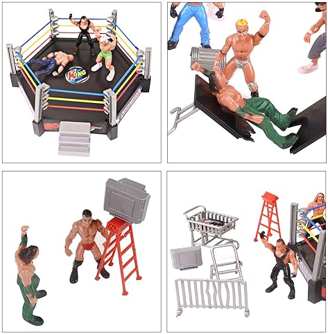HAPTİME 32-Piece Wrestling Toys Playset with Action Figures & Accessories for Kids - Perfect Gift for Boys & Girls Ages 2-6