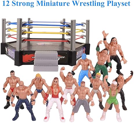 HAPTİME 32-Piece Wrestling Toys Playset with Action Figures & Accessories for Kids - Perfect Gift for Boys & Girls Ages 2-6