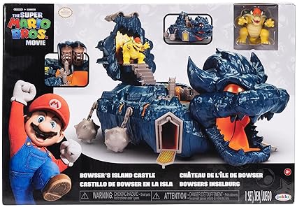 Jakks Pacific Super Mario Bowser Island Castle Playset with 2.5” Bowser Figure & Interactive Pieces