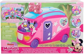 Just Play Disney Junior Minnie Mouse Bows-A-Glow Rolling Glamper Playset, 13-Piece Figures, Kids Toys, Amazon Exclusive