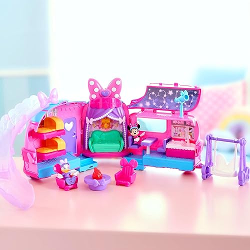 Just Play Disney Junior Minnie Mouse Bows-A-Glow Rolling Glamper Playset, 13-Piece Figures, Kids Toys, Amazon Exclusive