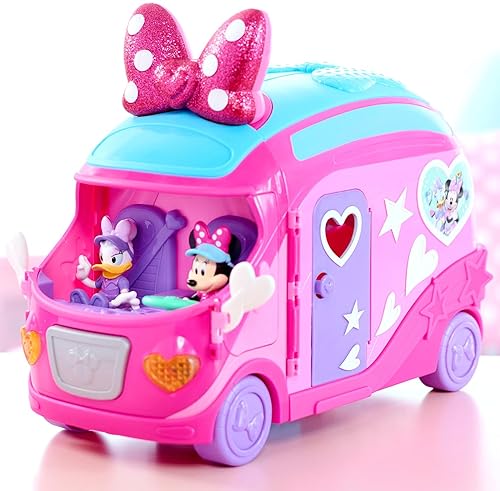 Just Play Disney Junior Minnie Mouse Bows-A-Glow Rolling Glamper Playset, 13-Piece Figures, Kids Toys, Amazon Exclusive